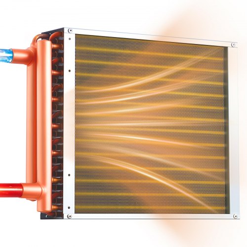 VEVOR Water to Air Heat Exchanger, 14 x 14 in Finned Tube HVAC Heat Exchanger Coil with Copper Tubes & Aluminum Fins, 65K BTU Output for Outdoor Wood Furnace, Hydronic Heating & Cooling Systems - CPGSHRQ14INCUNHCL001V0 - view 2