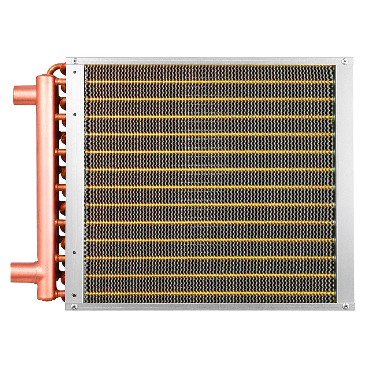VEVOR Water to Air Heat Exchanger, 14 x 14 in Finned Tube HVAC Heat Exchanger Coil with Copper Tubes & Aluminum Fins, 65K BTU Output for Outdoor Wood Furnace, Hydronic Heating & Cooling Systems - CPGSHRQ14INCUNHCL001V0 - view 10