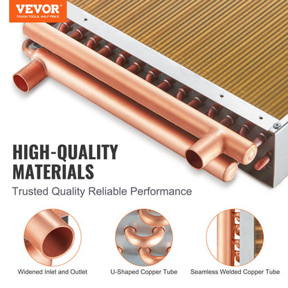 VEVOR Heat Exchanger Water to Air, 16"x 16" with 3-Row 3/8" Copper Ports, 193 Aluminum Fins Heat Exchanger for Outdoor Wood Furnaces, Residential Heating and Cooling, and Forced Air Heating - CPGSHRQ161606S869V0 - view 3