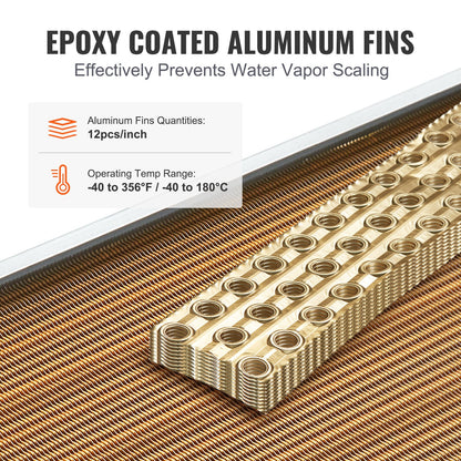 VEVOR Heat Exchanger Water to Air, 16"x 16" with 3-Row 3/8" Copper Ports, 193 Aluminum Fins Heat Exchanger for Outdoor Wood Furnaces, Residential Heating and Cooling, and Forced Air Heating - CPGSHRQ161606S869V0 - view 4