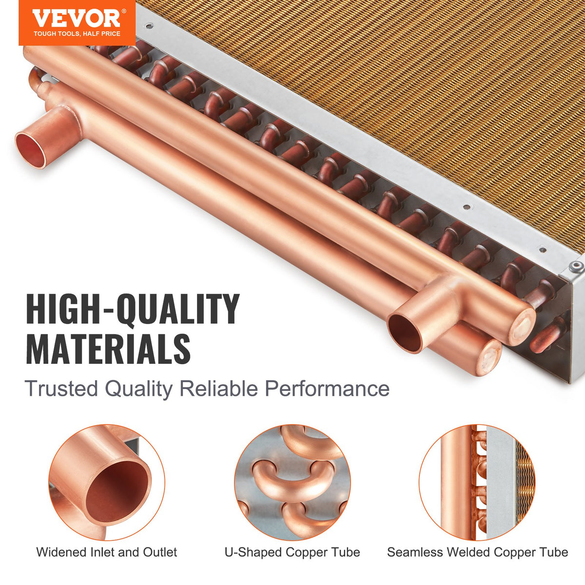 VEVOR Heat Exchanger Water to Air, 18"x 20" with 3-Row 3/8" Copper Ports, 242 Aluminum Fins Heat Exchanger for Outdoor Wood Furnaces, Residential Heating and Cooling, and Forced Air Heating - CPGSHRQ18200VCZ68V0 - view 3