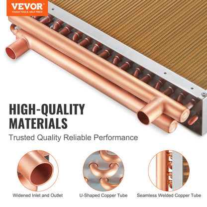 VEVOR Heat Exchanger Water to Air, 18"x 20" with 3-Row 3/8" Copper Ports, 242 Aluminum Fins Heat Exchanger for Outdoor Wood Furnaces, Residential Heating and Cooling, and Forced Air Heating - CPGSHRQ18200VCZ68V0 - view 3