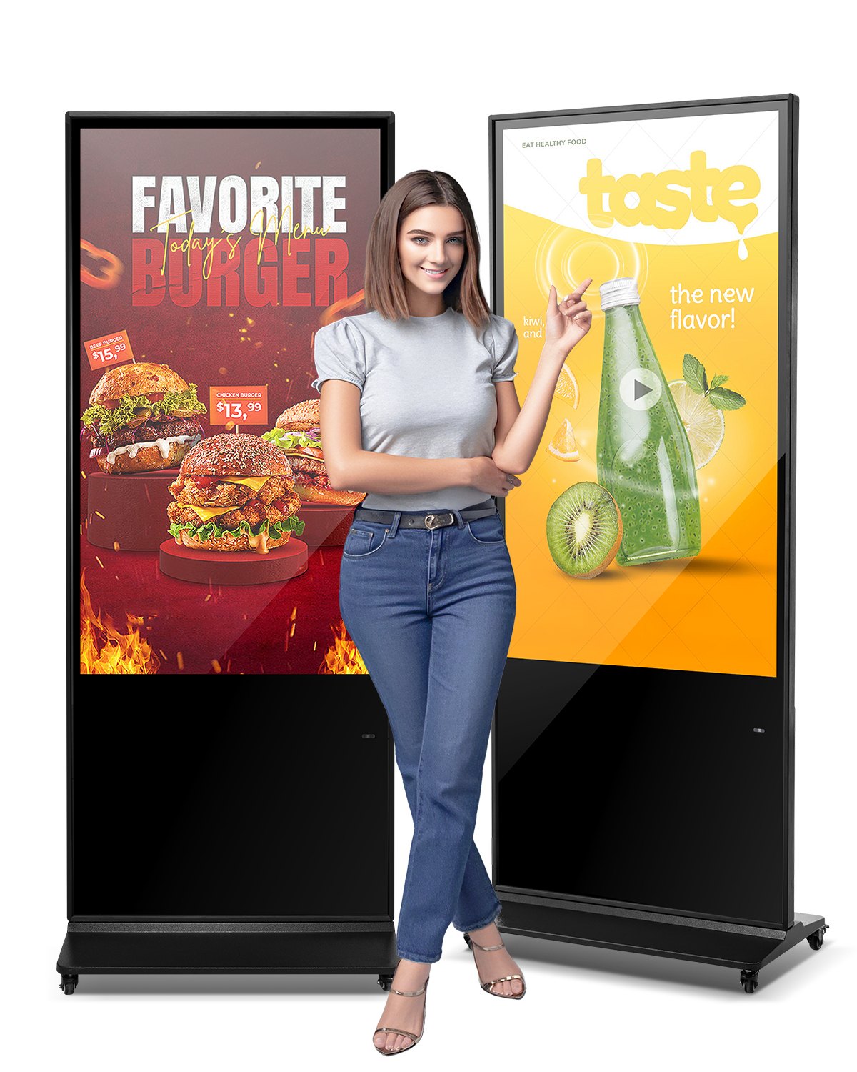 VEVOR 55 Inch Digital Signage Display, Touchscreen Digital Kiosk, Indoor Floor Standing Kiosk Display, 4K UHD LCD Screen, 2GB RAM & 32GB ROM, with WiFi HDMI/USB Input, Commercial Advertising Display - CPKDZGGT4K558KB0LV1 - view 1