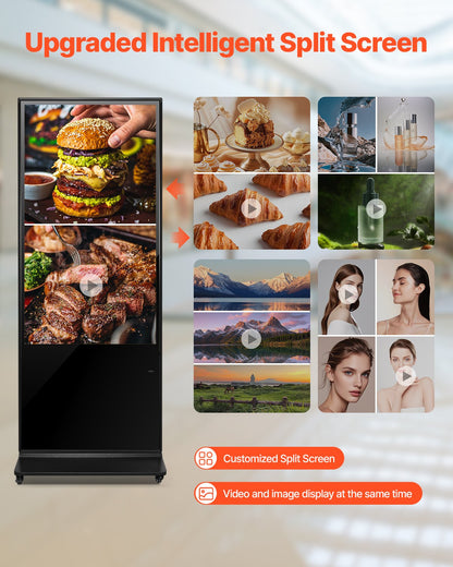 VEVOR 55 Inch Digital Signage Display, Touchscreen Digital Kiosk, Indoor Floor Standing Kiosk Display, 4K UHD LCD Screen, 2GB RAM & 32GB ROM, with WiFi HDMI/USB Input, Commercial Advertising Display - CPKDZGGT4K558KB0LV1 - view 3