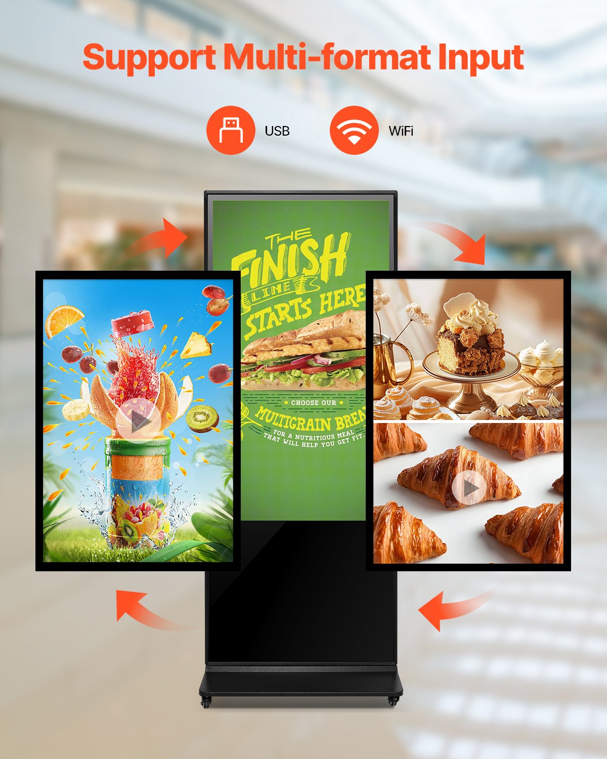 VEVOR 55 Inch Digital Signage Display, Touchscreen Digital Kiosk, Indoor Floor Standing Kiosk Display, 4K UHD LCD Screen, 2GB RAM & 32GB ROM, with WiFi HDMI/USB Input, Commercial Advertising Display - CPKDZGGT4K558KB0LV1 - view 4
