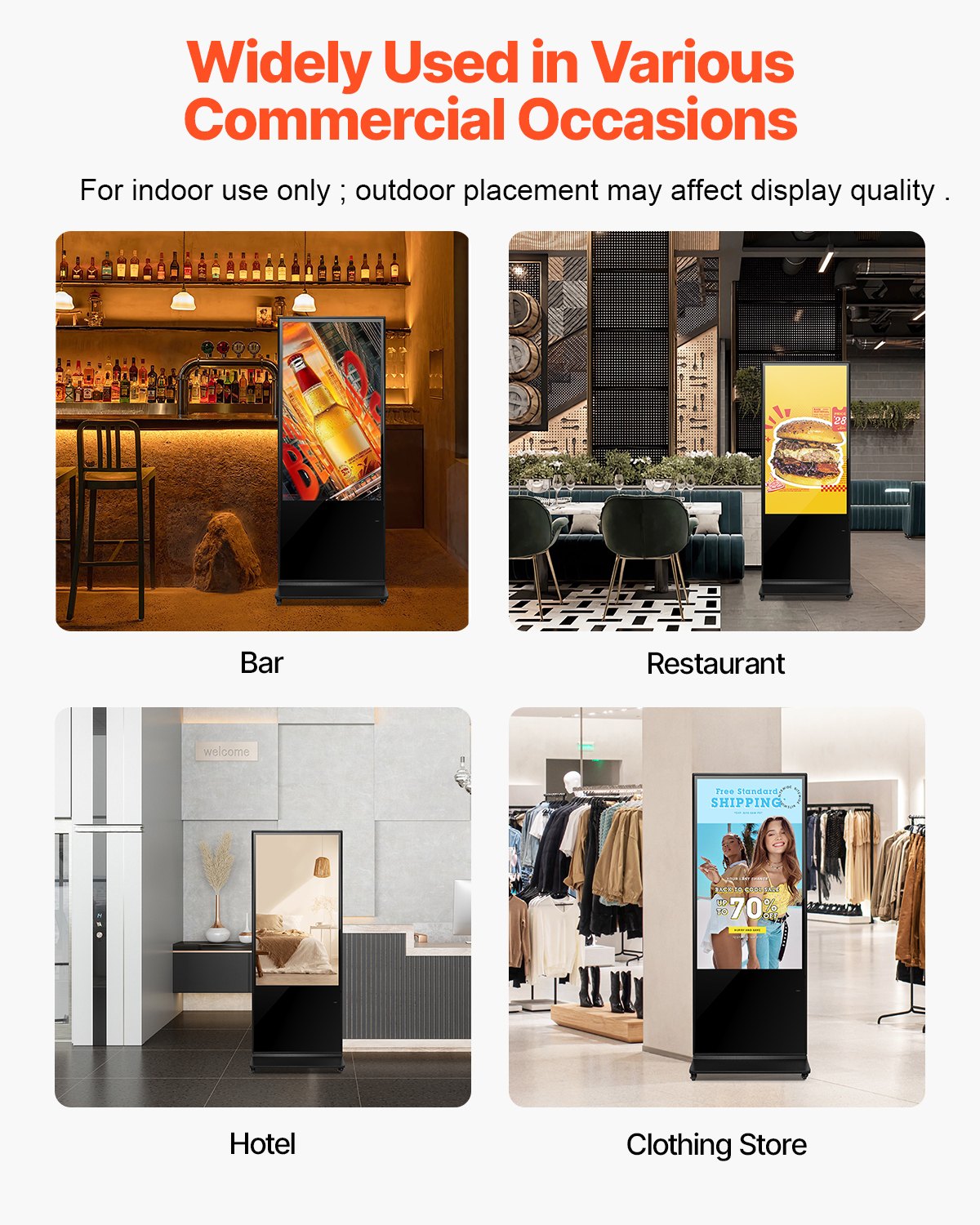 VEVOR 55 Inch Digital Signage Display, Touchscreen Digital Kiosk, Indoor Floor Standing Kiosk Display, 4K UHD LCD Screen, 2GB RAM & 32GB ROM, with WiFi HDMI/USB Input, Commercial Advertising Display - CPKDZGGT4K558KB0LV1 - view 7