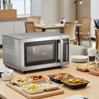 VEVOR Countertop Microwave Oven, 0.9 Cu Ft, 1000W Digital Stainless Steel Microwave Oven with Touchscreen, 10 Cooking Presets, 5 Power Levels, Multi-Lock Door & Easy Clean Interior for Commercial Use - CPKZYC09CUFTYZ79K001V1 - view 9