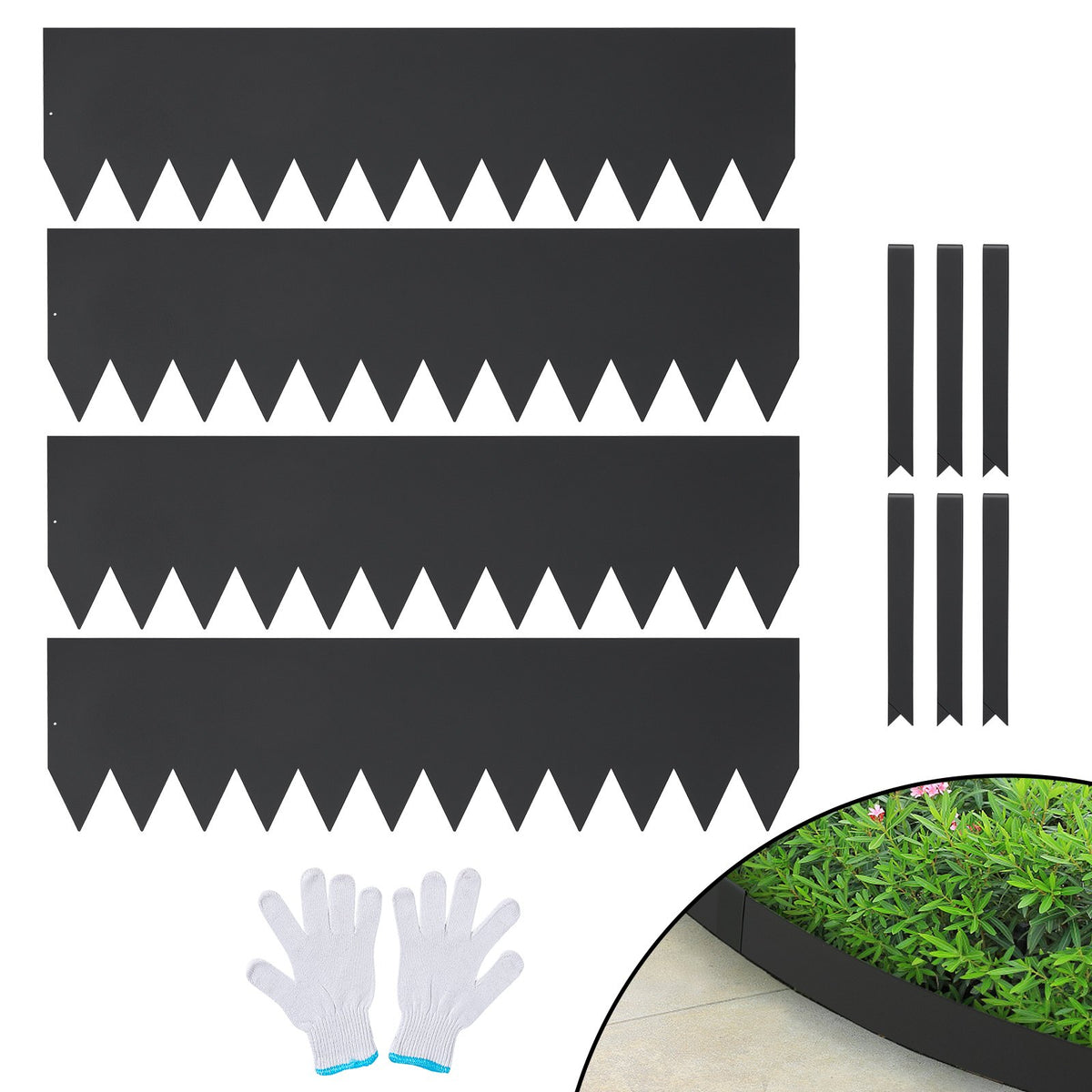 VEVOR Steel Landscape Edging, 4-pack Steel Garden Edging Borders, 40" L x 12" H Strips, Hammer-in Edging Border with 6 Clips, Bendable Metal Landscape Edging for Yard, Garden, Lawn - CPPZ12INCH13H20KAV0 - view 1