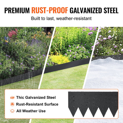VEVOR Steel Landscape Edging, 4-pack Steel Garden Edging Borders, 40" L x 12" H Strips, Hammer-in Edging Border with 6 Clips, Bendable Metal Landscape Edging for Yard, Garden, Lawn - CPPZ12INCH13H20KAV0 - view 4