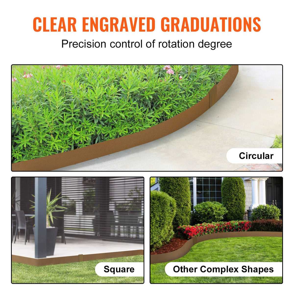VEVOR Steel Landscape Edging, 10-pack Steel Garden Edging Borders, 39.6" L x 2" H Strips, Hammer-in Edging Border, Bendable Metal Landscape Edging for Yard, Garden, 2.5" Spike Height, Rustic Brown - CPPZ45INCH33L0JNFV0 - view 5
