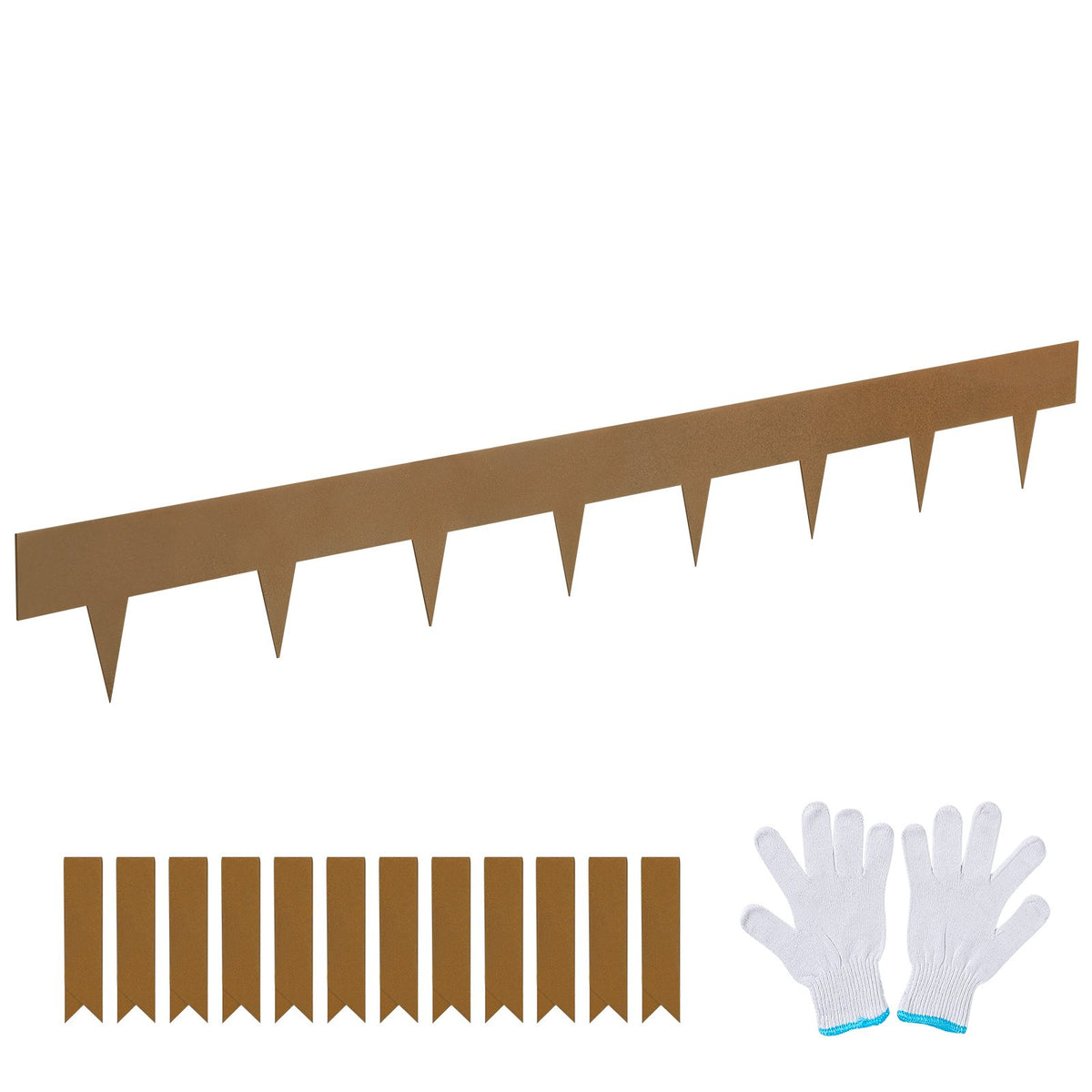 VEVOR Steel Landscape Edging, 10-pack Steel Garden Edging Borders, 39.6" L x 2" H Strips, Hammer-in Edging Border, Bendable Metal Landscape Edging for Yard, Garden, 2.5" Spike Height, Rustic Brown - CPPZ45INCH33L0JNFV0 - view 10