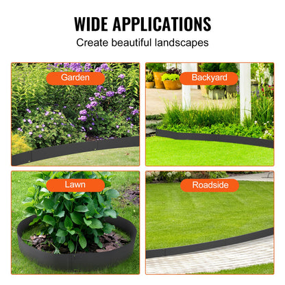 VEVOR Steel Landscape Edging, 5-pack Steel Garden Edging Borders, 39" L x 4" H Strips, Hammer-in Edging Border, Bendable Metal Landscape Edging for Yard, Garden, Lawn, 3.15" Spike Height, Black - CPPZ4INCH162YC9MOV0 - view 7