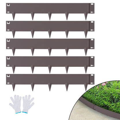 VEVOR Steel Landscape Edging, 5-pack Steel Garden Edging Borders, 39" L x 5" H Strips, Hammer-in Edging Border, Bendable Metal Landscape Edging for Yard, Garden, Lawn, 3.15" Spike Height, Brown - CPPZ5INCH162R3IS3V0 - view 1