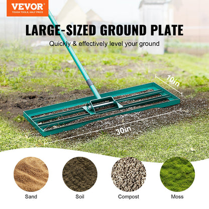 VEVOR Lawn Leveling Rake, 30"x10" Level Lawn Tool, Heavy-duty Lawn Leveler with 78" Steel Extended Handle, Yard Leveling Rake Suit for Garden, Golf Lawn, Farm - CPPZP1030000Q4VM8V0 - view 2