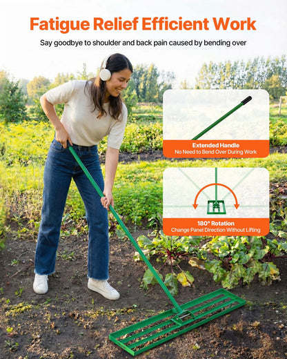 VEVOR Lawn Leveling Rake, 48"x10" Level Lawn Tool, Heavy-duty Lawn Leveler with 78" Steel Extended Handle, Yard Leveling Rake Suit for Garden, Golf Lawn, Farm - CPPZP1048000TBPBM002V0 - view 7