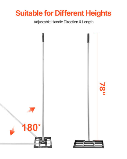 VEVOR Lawn Leveling Rake, Lawn Leveler with 78 in Handle, 17x10 in Ground Plate, Rust-Resistant Carbon Steel Soil Leveler, 5 Heights Adjustable, Effort Saving Lawn Leveling Tool for Yard Golf Court - CPPZPEKCGK1095NBKV0 - view 5
