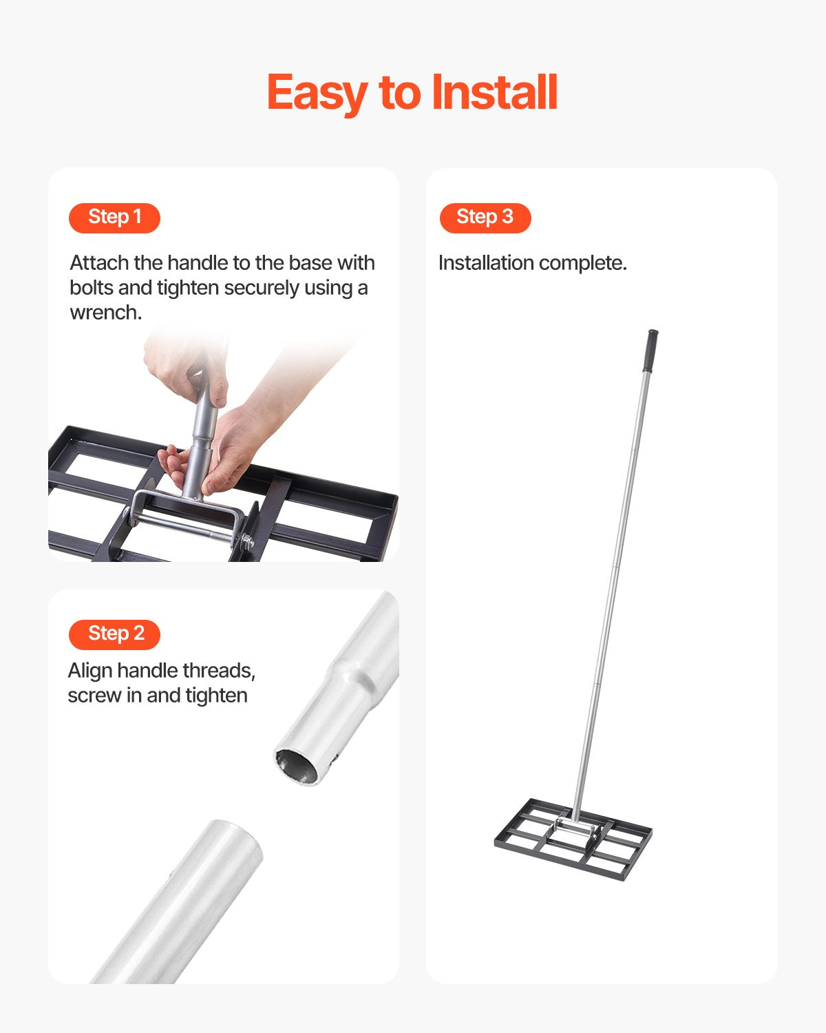 VEVOR Lawn Leveling Rake, Lawn Leveler with 78 in Handle, 17x10 in Ground Plate, Rust-Resistant Carbon Steel Soil Leveler, 5 Heights Adjustable, Effort Saving Lawn Leveling Tool for Yard Golf Court - CPPZPEKCGK1095NBKV0 - view 6