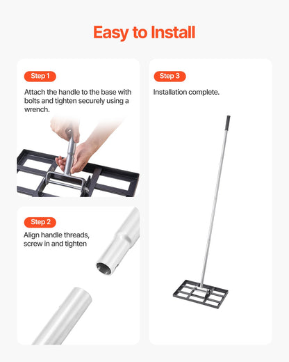 VEVOR Lawn Leveling Rake, Lawn Leveler with 78 in Handle, 17x10 in Ground Plate, Rust-Resistant Carbon Steel Soil Leveler, 5 Heights Adjustable, Effort Saving Lawn Leveling Tool for Yard Golf Court - CPPZPEKCGK1095NBKV0 - view 6