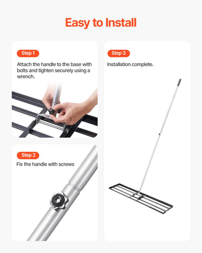 VEVOR Lawn Leveling Rake, Lawn Leveler with 83.9 in Handle, 48x10 in Ground Plate, Rust-Resistant Carbon Steel Soil Leveler, 2 Heights Adjustable, Effort Saving Lawn Leveling Tool for Yard Golf Court - CPPZPEKCGK10M9OTKV0 - view 6