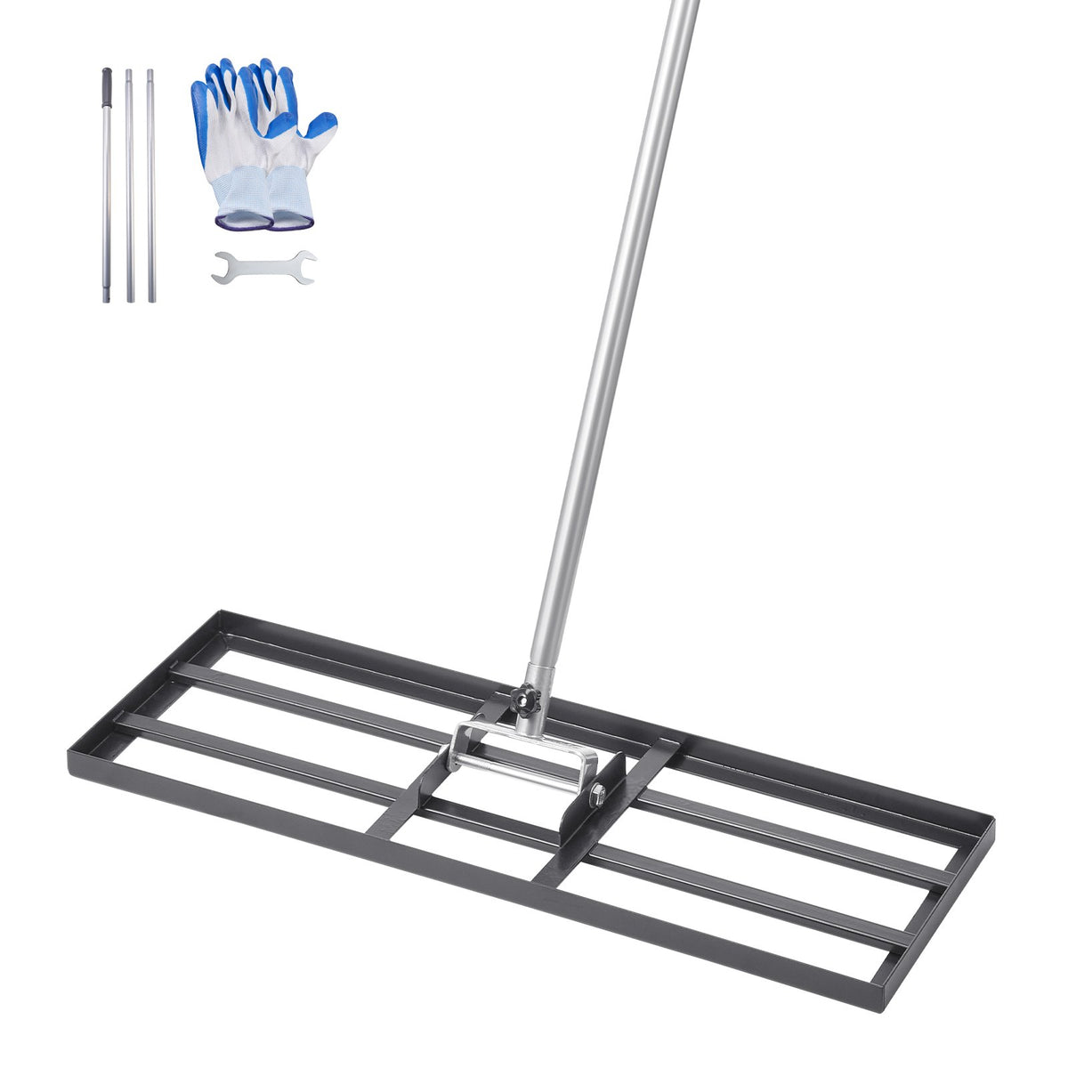VEVOR Lawn Leveling Rake, Lawn Leveler with 83.9 in Handle, 30x10 in Ground Plate, Rust-Resistant Carbon Steel Soil Leveler, 3 Heights Adjustable, Effort Saving Lawn Leveling Tool for Yard Golf Court - CPPZPEKCGK10XK3HSV0 - view 1