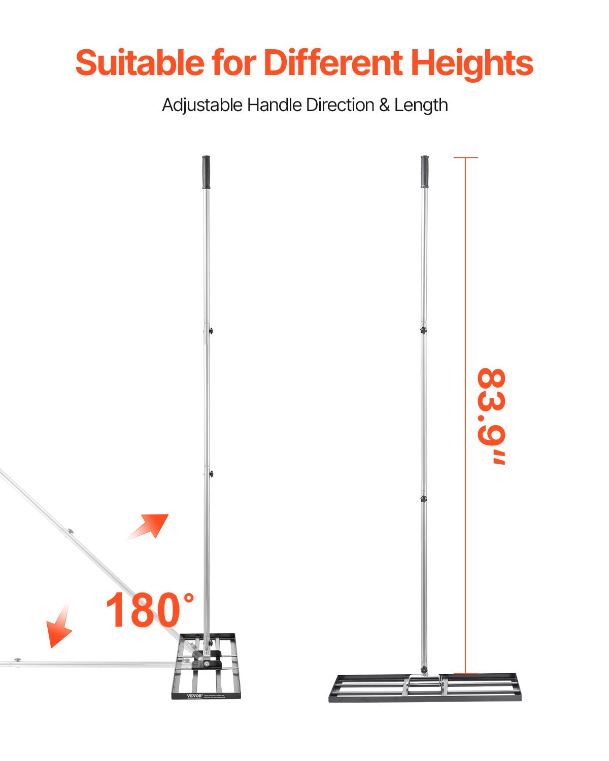 VEVOR Lawn Leveling Rake, Lawn Leveler with 83.9 in Handle, 30x10 in Ground Plate, Rust-Resistant Carbon Steel Soil Leveler, 3 Heights Adjustable, Effort Saving Lawn Leveling Tool for Yard Golf Court - CPPZPEKCGK10XK3HSV0 - view 5