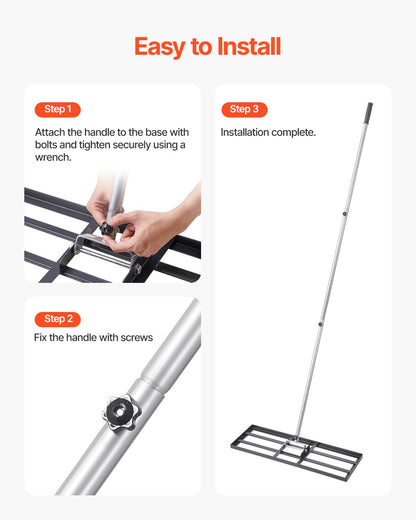 VEVOR Lawn Leveling Rake, Lawn Leveler with 83.9 in Handle, 30x10 in Ground Plate, Rust-Resistant Carbon Steel Soil Leveler, 3 Heights Adjustable, Effort Saving Lawn Leveling Tool for Yard Golf Court - CPPZPEKCGK10XK3HSV0 - view 6