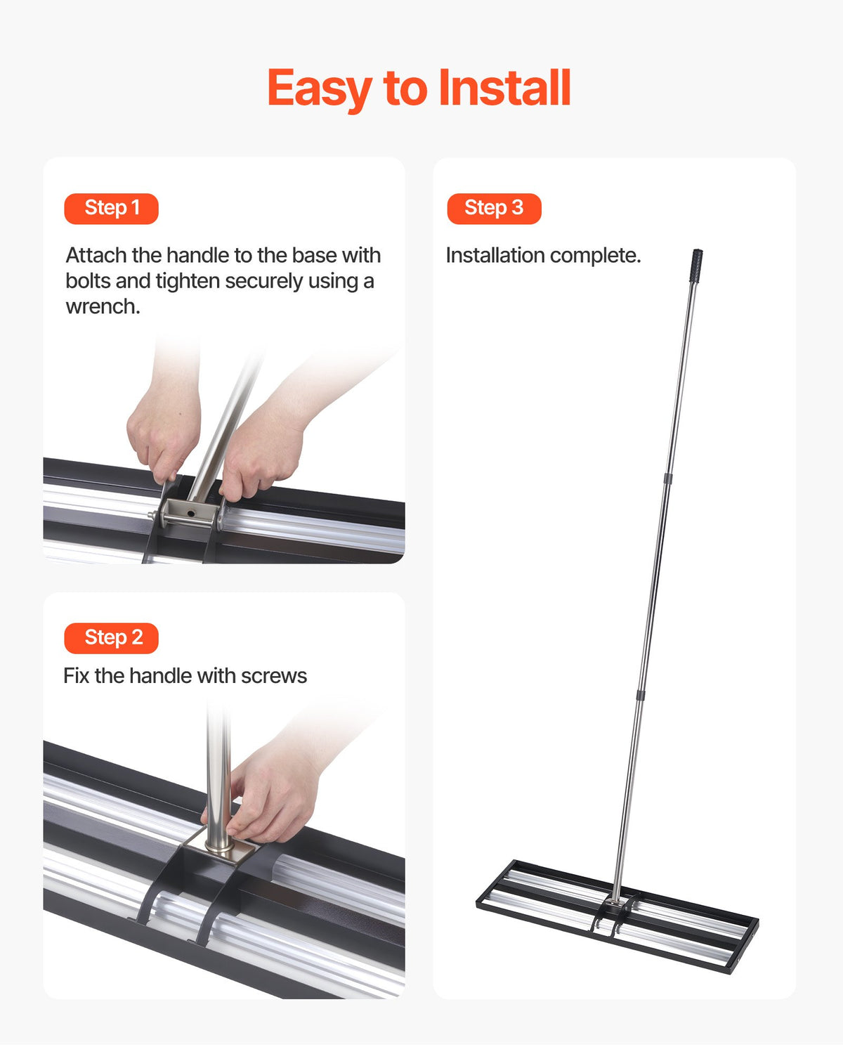 VEVOR Updated Lawn Leveling Rake with Roller, 48'' x 10" Stainless Steel Lawn Leveler with 83.9'' Adjustable Handle, Heavy Duty Yard Leveling Rake, Effort Saving Lawn Leveling Tool for Yard Golf Court - CPPZPEKGLK10BJFKJ002V0 - view 6