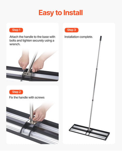 VEVOR Updated Lawn Leveling Rake with Roller, 48'' x 10" Stainless Steel Lawn Leveler with 83.9'' Adjustable Handle, Heavy Duty Yard Leveling Rake, Effort Saving Lawn Leveling Tool for Yard Golf Court - CPPZPEKGLK10BJFKJ002V0 - view 6