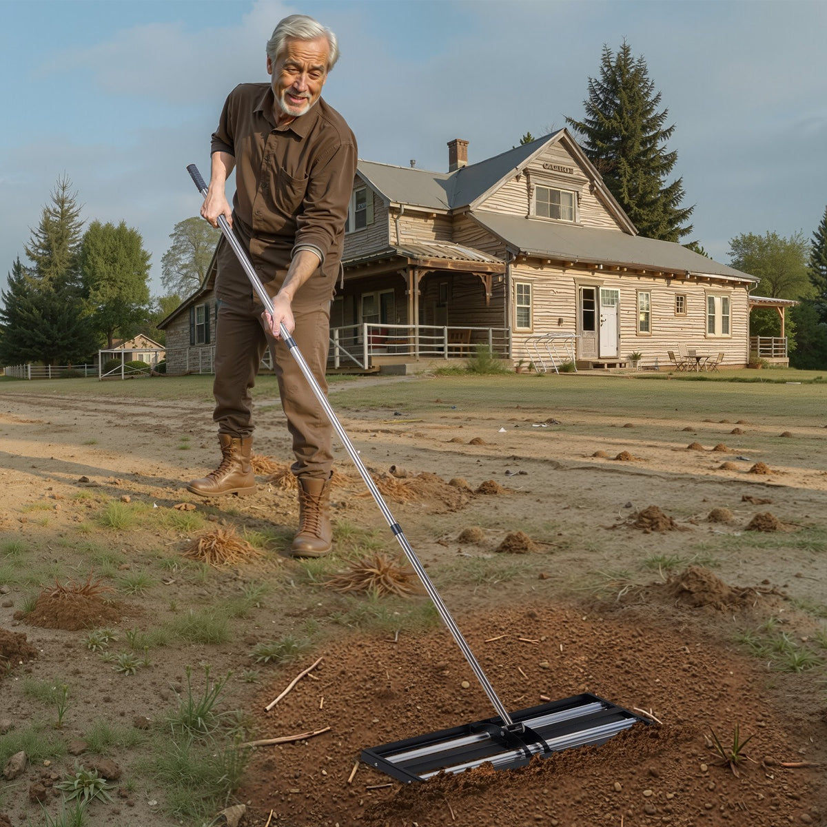 VEVOR Updated Lawn Leveling Rake with Roller, 48'' x 10" Stainless Steel Lawn Leveler with 83.9'' Adjustable Handle, Heavy Duty Yard Leveling Rake, Effort Saving Lawn Leveling Tool for Yard Golf Court - CPPZPEKGLK10BJFKJ002V0 - view 9