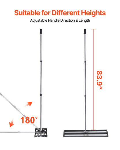 VEVOR Updated Lawn Leveling Rake with Roller, 36" x 10" Stainless Steel Lawn Leveler with 83.9" Adjustable Handle, Heavy Duty Yard Leveling Rake, Effort Saving Lawn Leveling Tool for Yard Golf Court - CPPZPEKGLK10DCB4D002V0 - view 5