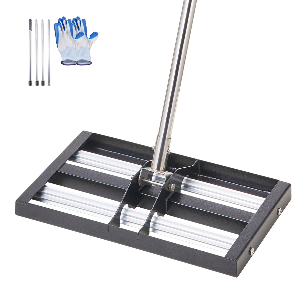VEVOR Updated Lawn Leveling Rake with Roller, 17" x 10" Stainless Steel Lawn Leveler with 63.4" Adjustable Handle, Heavy Duty Yard Leveling Rake, Effort Saving Lawn Leveling Tool for Yard Golf Court - CPPZPEKGLK10STLEJV0 - view 1