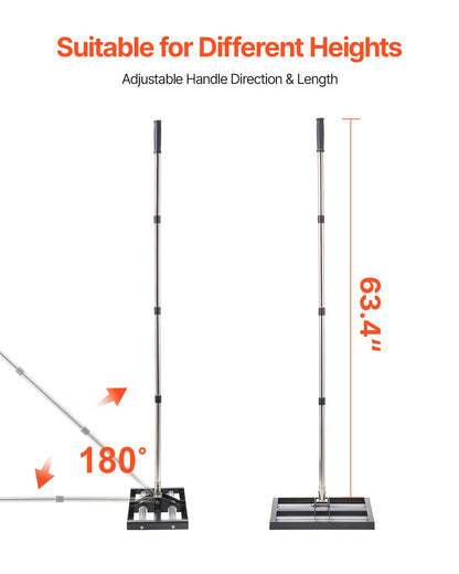 VEVOR Updated Lawn Leveling Rake with Roller, 17" x 10" Stainless Steel Lawn Leveler with 63.4" Adjustable Handle, Heavy Duty Yard Leveling Rake, Effort Saving Lawn Leveling Tool for Yard Golf Court - CPPZPEKGLK10STLEJV0 - view 5