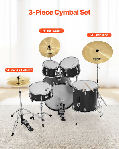 VEVOR Cymbal Pack, 3 Pieces Cymbals for Drum Set, Alloy Cymbals Drum Set Includes 14-inch Hi-Hats, 16-inch Crash, 20-inch Ride, Drumsticks & Cymbal Bag, Alloy Cymbal Pack for Drummer, Bright Copper - CPTZCPTZ3ZXGGQ223001V0 - view 3