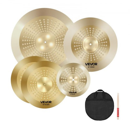 VEVOR Cymbal Pack, 4 Pieces Cymbals for Drum Set, Alloy Cymbals Drum Set Includes 14-inch Hi-Hats, 16-inch Crash, 20-inch Ride, 10-inch Splash, Drumsticks & Cymbal Bag, Alloy Cymbal Pack for Drummer - CPTZCPTZ4ZXGNAZD1001V0 - view 2