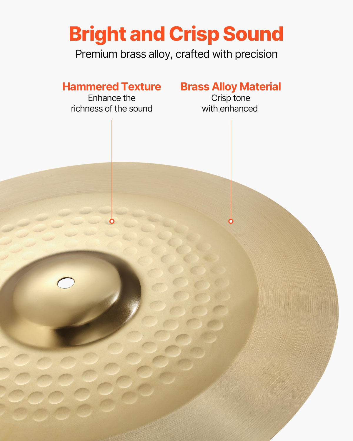 VEVOR Cymbal Pack, 4 Pieces Cymbals for Drum Set, Alloy Cymbals Drum Set Includes 14-inch Hi-Hats, 16-inch Crash, 20-inch Ride, 10-inch Splash, Drumsticks & Cymbal Bag, Alloy Cymbal Pack for Drummer - CPTZCPTZ4ZXGNAZD1001V0 - view 4