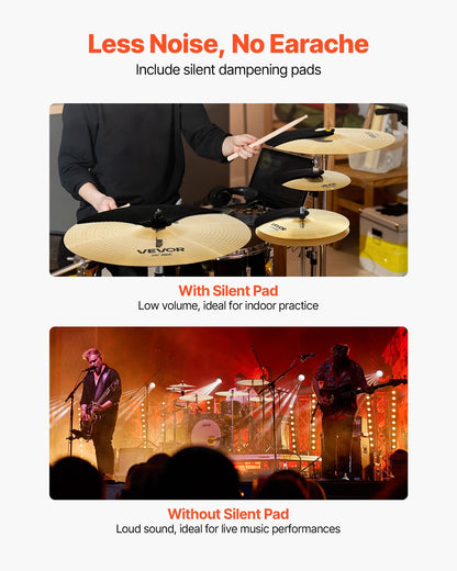 VEVOR Cymbal Pack, 6 Pieces Cymbals for Drum Set, Alloy Cymbals Drum Set Includes 14-inch Hi-Hats, 16-inch Crash, 18-inch Crash, 20-inch Ride, 10-inch Splash, 16-inch China, Drumsticks & Cymbal Bag - CPTZCPTZ5ZXGBITH1001V0 - view 5