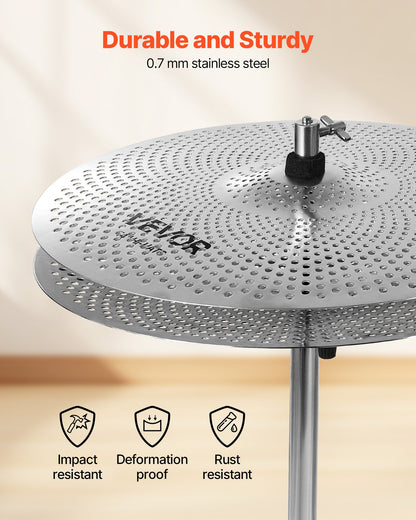VEVOR Low Volume Cymbal Pack, 4 Pieces Quiet Cymbals for Drum Set, Alloy Cymbals Drum Set Includes 14-inch Hi-Hats, 16-inch Crash, 18-inch Crash, 20-inch Ride, Drumsticks & Cymbal Bag, Bright Copper - CPTZJYCPTZ3ZAV9RT001V0 - view 6