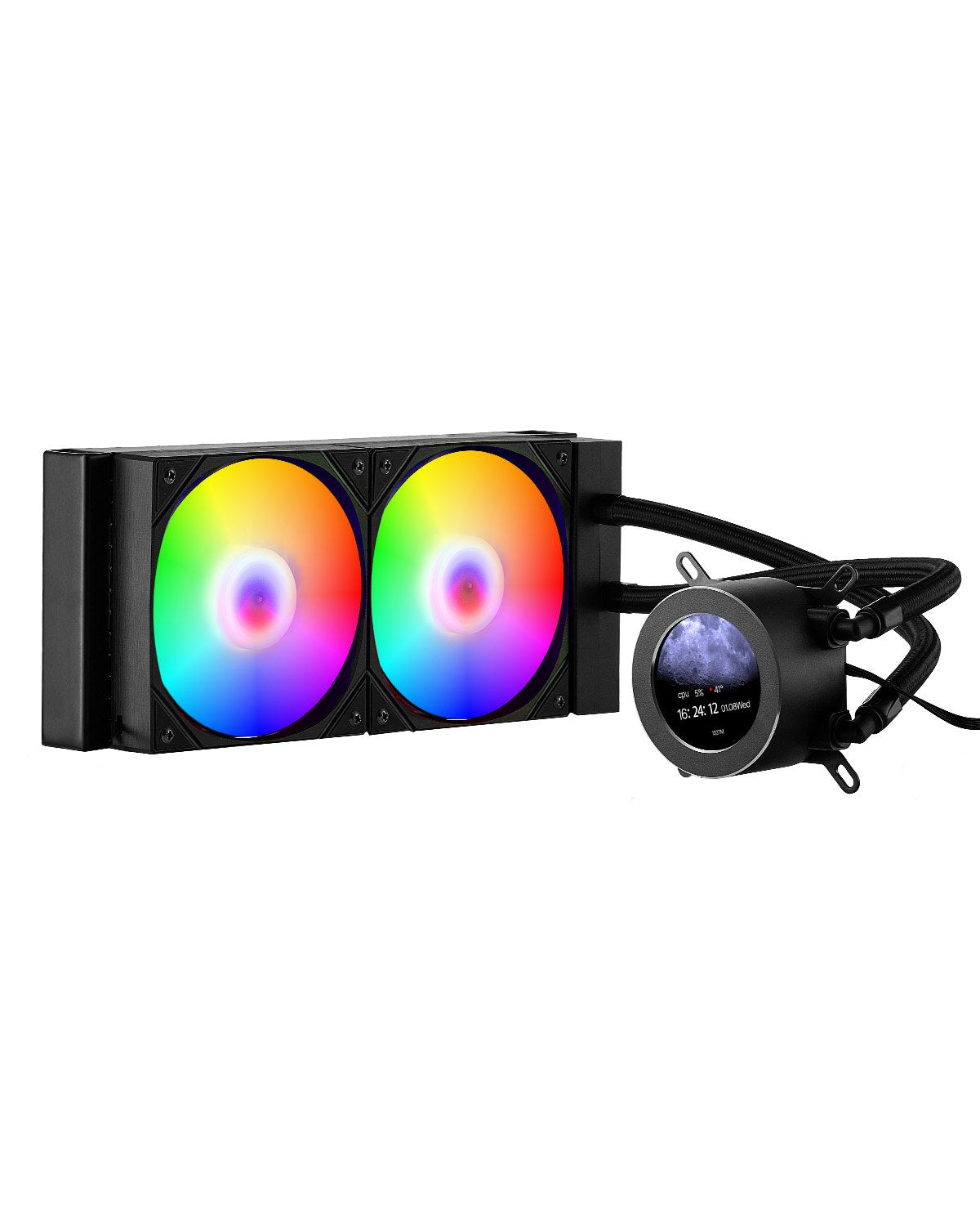 VEVOR CPU Liquid Cooler, AIO CPU Water Cooler - 120mm PWN Fans & Pump, Customizable Black PC Liquid Cooler with 2.1'' LCD Display & ARGB light, for Intel 115X/1366/2011/1700/1200, AMD AM4/AM5 - CPULQFSSLDPB56R3VV9 - view 1