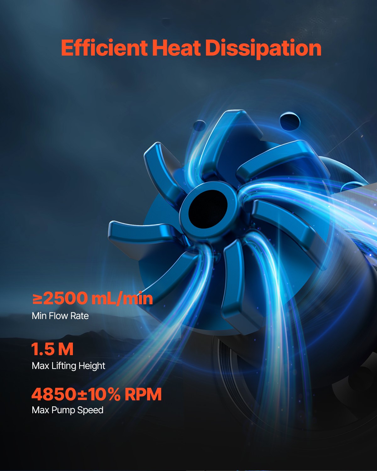 VEVOR CPU Liquid Cooler, AIO CPU Water Cooler - 120mm PWN Fans & Pump, Customizable Black PC Liquid Cooler with 2.1'' LCD Display & ARGB light, for Intel 115X/1366/2011/1700/1200, AMD AM4/AM5 - CPULQFSSLDPB56R3VV9 - view 3