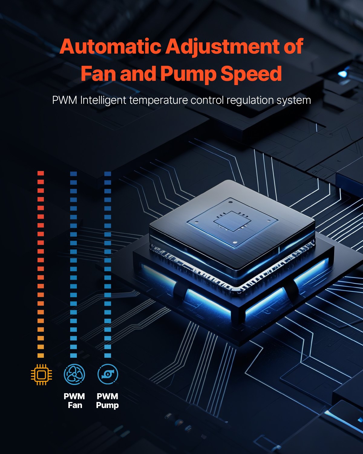 VEVOR CPU Liquid Cooler, AIO CPU Water Cooler - 120mm PWN Fans & Pump, Customizable Black PC Liquid Cooler with 2.1'' LCD Display & ARGB light, for Intel 115X/1366/2011/1700/1200, AMD AM4/AM5 - CPULQFSSLDPB56R3VV9 - view 6