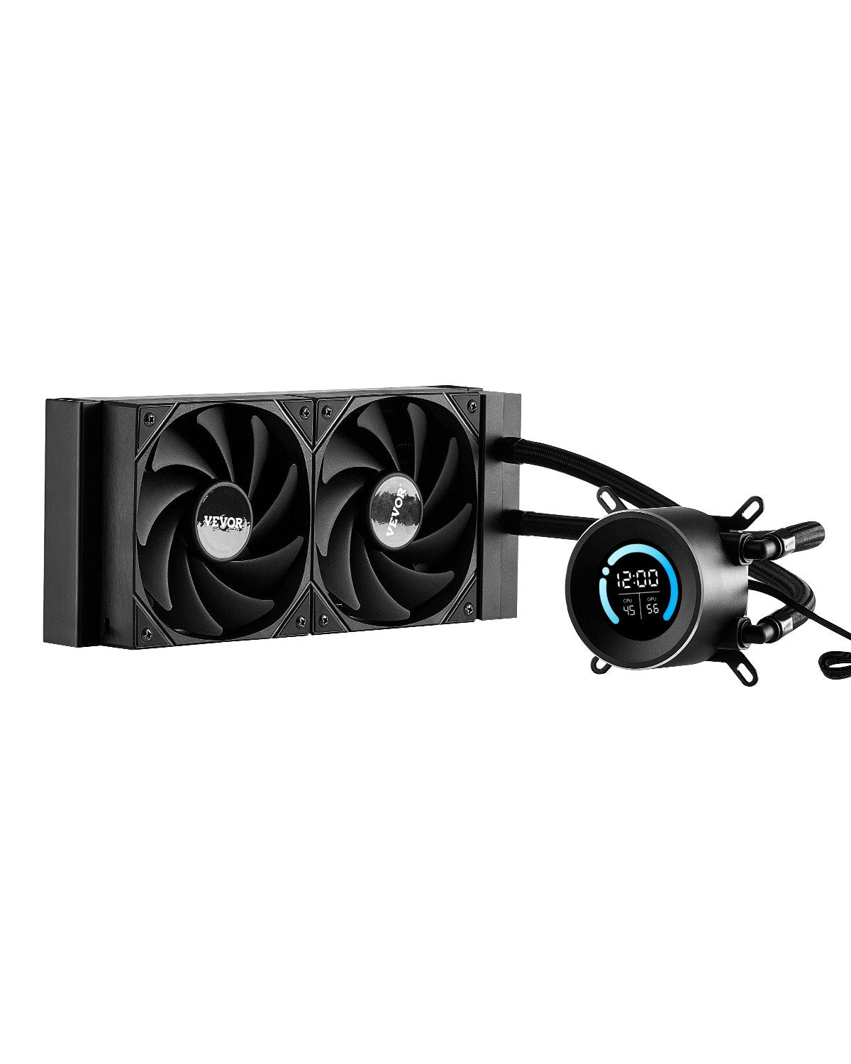 VEVOR CPU Liquid Cooler, AIO CPU Water Cooler - 120mm PWN Fans, Pump, 1.8'' Display, Max. 2200RPM CPU Cooling Fan, Efficient Black PC Water Cooler for Intel 115X/1366/2011/1700/1200, AMD AM4/AM5 - CPULQFSSLDPBHDXT7V9 - view 1