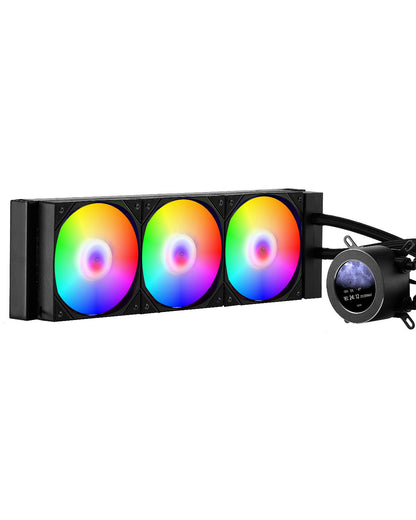 VEVOR CPU Liquid Cooler, AIO CPU Water Cooler - 3 x 120mm PWN Fans & Pump, Customizable Black PC Liquid Cooler with 2.1'' LCD Display & ARGB light, for Intel 115X/1366/2011/1700/1200, AMD AM4/AM5 - CPULQFSSLDPBIC6GAV9 - view 1