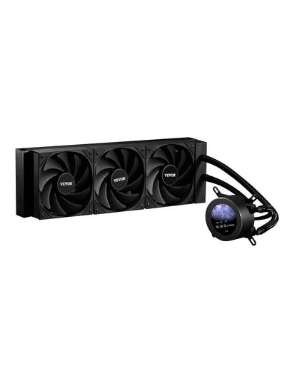 VEVOR CPU Liquid Cooler, AIO CPU Water Cooler - 3 x 120mm PWN Fans, Pump & 2.1'' LCD Display, Max 2200PRM Black CPU Cooling Fan, Compatible for Intel 115X/1366/2011/1700/1200, AMD AM4/AM5 - CPULQFSSLDPBNKJ8OV9 - view 1