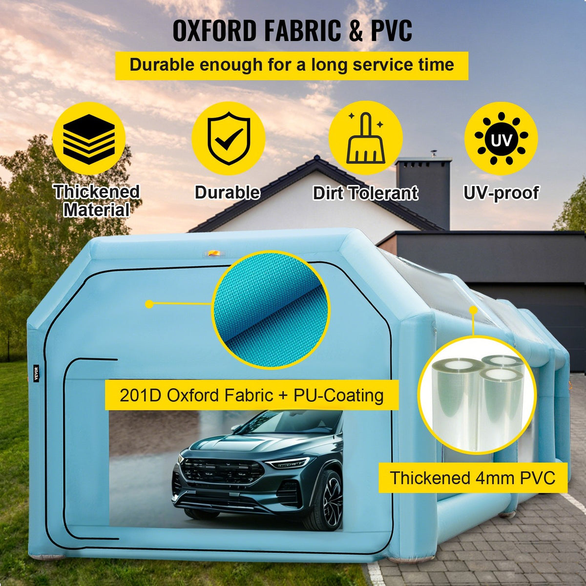 VEVOR 26x15x10ft Portable Inflatable Paint Booth,Inflatable Spray Booth, Car Paint Tent with Air Filter System & 2 Blowers, Upgraded Blow Up Spray Booth Tent, Auto Paint Workstatio - CQ8MX4.5M110VPA4XV1 - view 3
