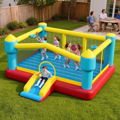 VEVOR Inflatable Bounce House, 14.7 x 13.8 x 6.8 ft Jumping Bouncy Castle, Inflatable Jumper for Kids with Slide, Basketball Hoop, Target Game & Jumping Area, Jumpings House Holds 3-4 Kids (Ages 3-8) - CQCBGTLXBCLQQ3A56001V1 - view 9