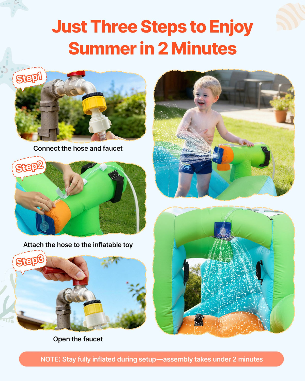 VEVOR Inflatable Bounce House, 11.3 x 12.3 x 7.0 ft Inflatable Bounce House Water Slide, Bouncer Castle with Castle Bounces, Basketball Hoop, Splash Pool & Water Ring Toss, for 3 to 4 Kids Ages 3 to 8 - CQCBKWSLXSCG0IQ90001V1 - view 7