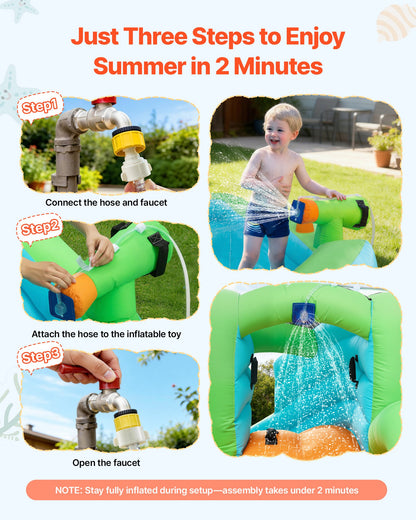 VEVOR Inflatable Bounce House, 11.3 x 12.3 x 7.0 ft Inflatable Bounce House Water Slide, Bouncer Castle with Castle Bounces, Basketball Hoop, Splash Pool & Water Ring Toss, for 3 to 4 Kids Ages 3 to 8 - CQCBKWSLXSCG0IQ90001V1 - view 7