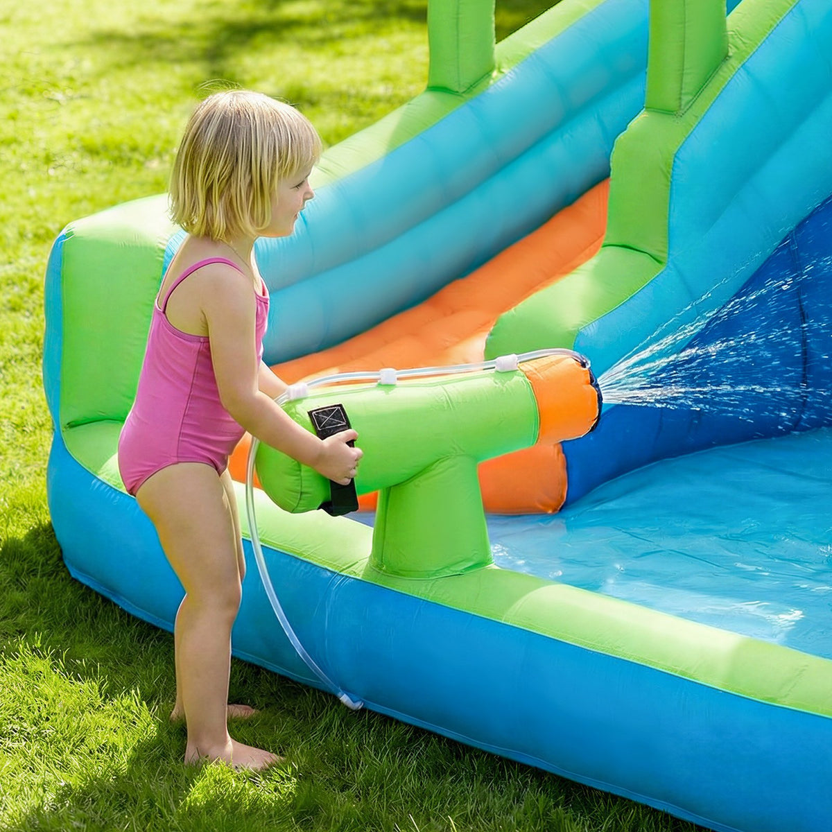 VEVOR Inflatable Bounce House, 11.3 x 12.3 x 7.0 ft Inflatable Bounce House Water Slide, Bouncer Castle with Castle Bounces, Basketball Hoop, Splash Pool & Water Ring Toss, for 3 to 4 Kids Ages 3 to 8 - CQCBKWSLXSCG0IQ90001V1 - view 9