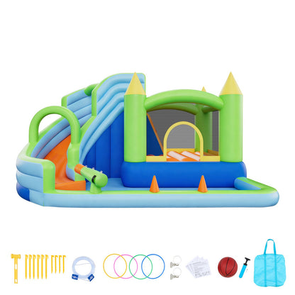 VEVOR Inflatable Bounce House, 11.3 x 12.3 x 7.0 ft Inflatable Bounce House Water Slide, Bouncer Castle with Castle Bounces, Basketball Hoop, Splash Pool & Water Ring Toss, for 3 to 4 Kids Ages 3 to 8 - CQCBKWSLXSCG0IQ90001V1 - view 10