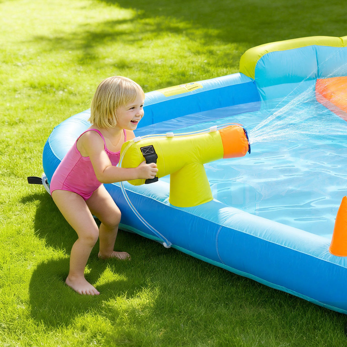 VEVOR Inflatable Bounce House, 11.6 x 13.1 x 7.7 ft Inflatable Bounce House Water Slide, Bouncer Castle with Bounces Zone, Climbing Wall, Splash Pool & Water Ring Toss, for 3 to 4 Kids Ages 3 to 8 - CQCBKWSLXSCGQ3BC4001V1 - view 9